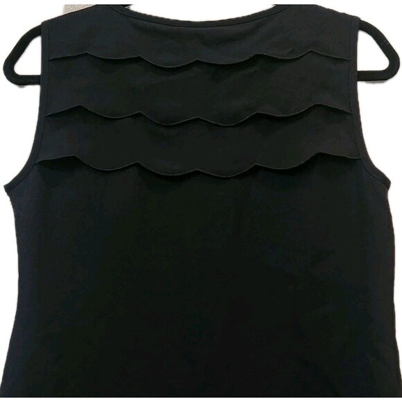 Tory Burch Black Scallop Sleeveless Top Size 2 Classic Tank Blouse Workwear - Picture 4 of 10